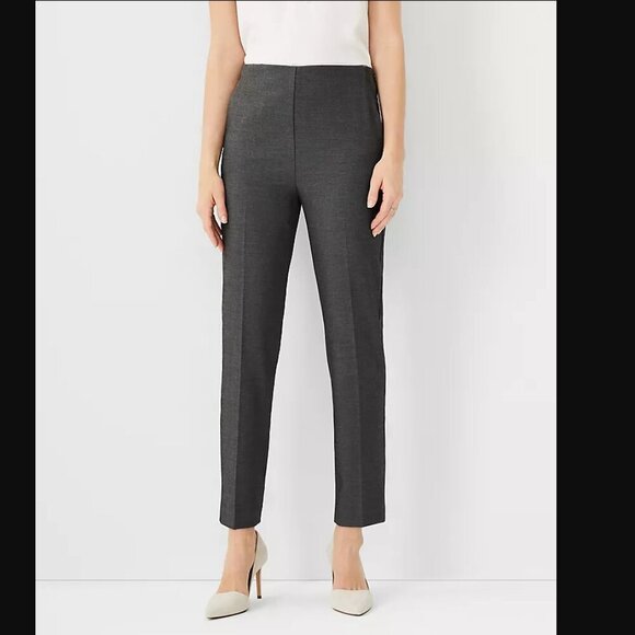 Ann Taylor The Side Zip Ankle Pant in Bi-Stretch Dark Gray Size 8 - Picture 2 of 13